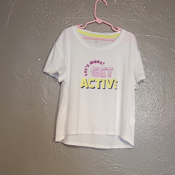 Ideology Unisex Kids White Graphic T-Shirt XL NWT Performance Wear "Get Active" - Picture 1 of 8